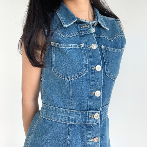 Urban Outfitters Western Denim Button-Front Mini Dress